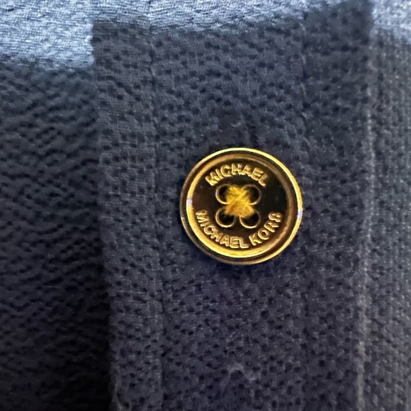 Michael Kors Navy Blue Romper with Gold Detail, Button Closure and Belt - Picture 5 of 8